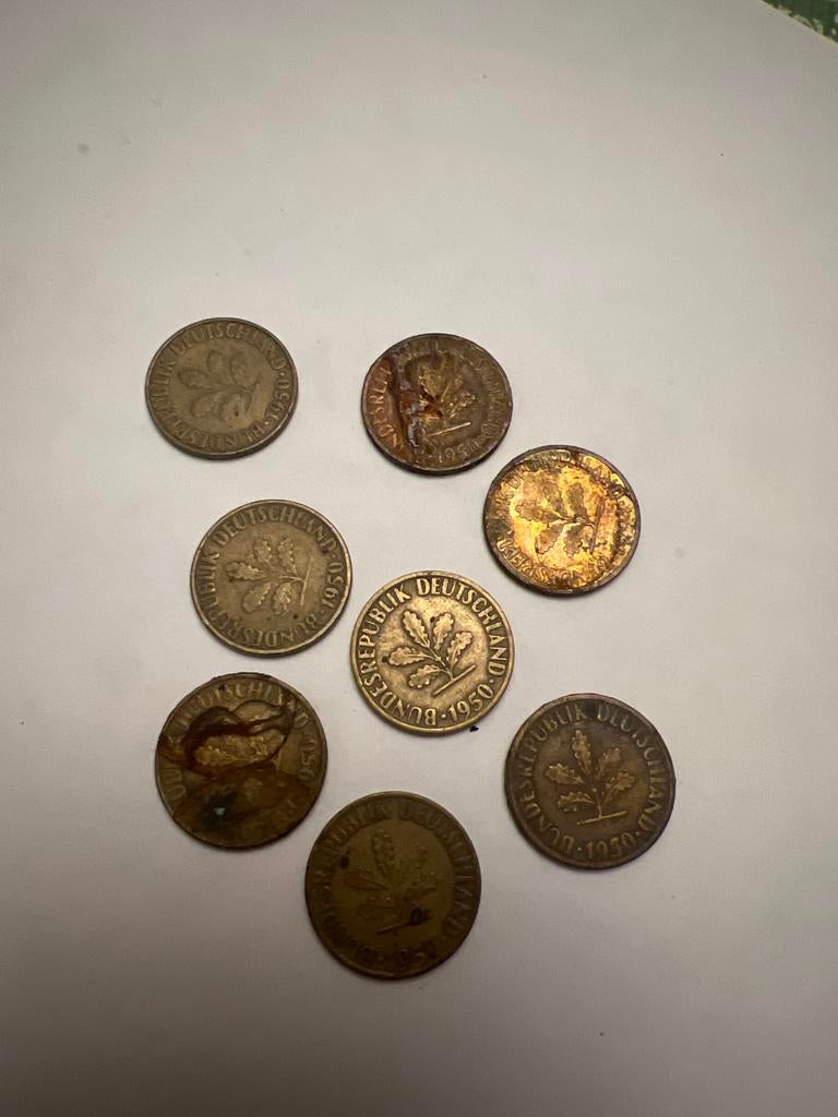 8x 10 Pfennig munten 1950 - Duitsland, Ophalen of Verzenden, Duitsland, Setje