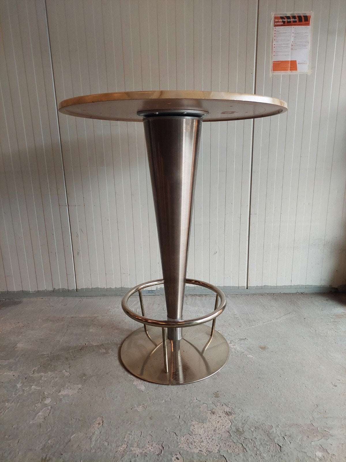 Statafel met RVS poot - H104cm, Ø90cm, Ophalen, Gebruikt