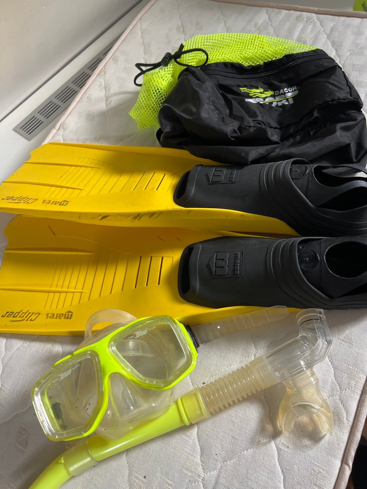 Duikset: Mares vinnen, duikbril en snorkel, Ophalen of Verzenden, Gebruikt, Zwem- of Duikvliezen