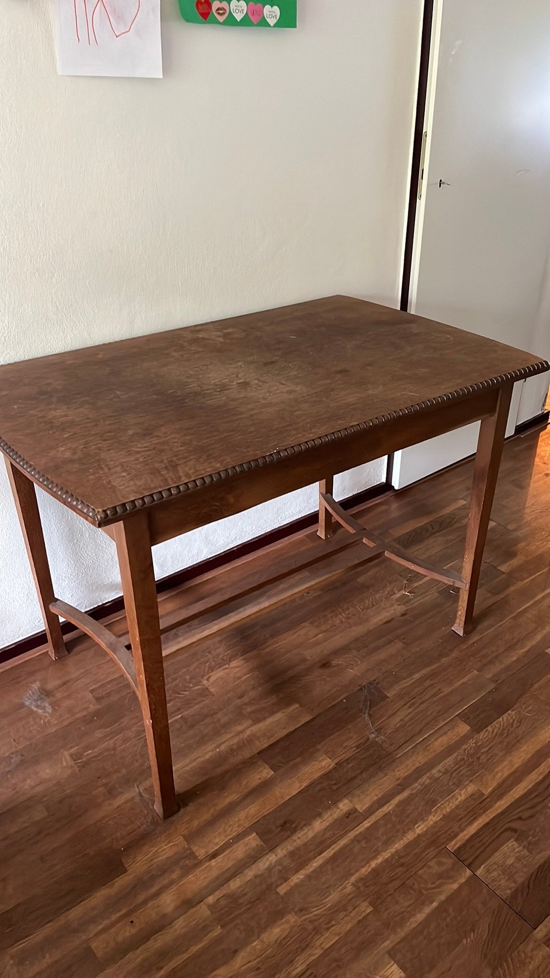 Antieke houten tafel uit  de jaren 20/30, Huis en Inrichting, Tafels | Eettafels, Ophalen, Zo goed als nieuw, Rechthoekig, 50 tot 100 cm