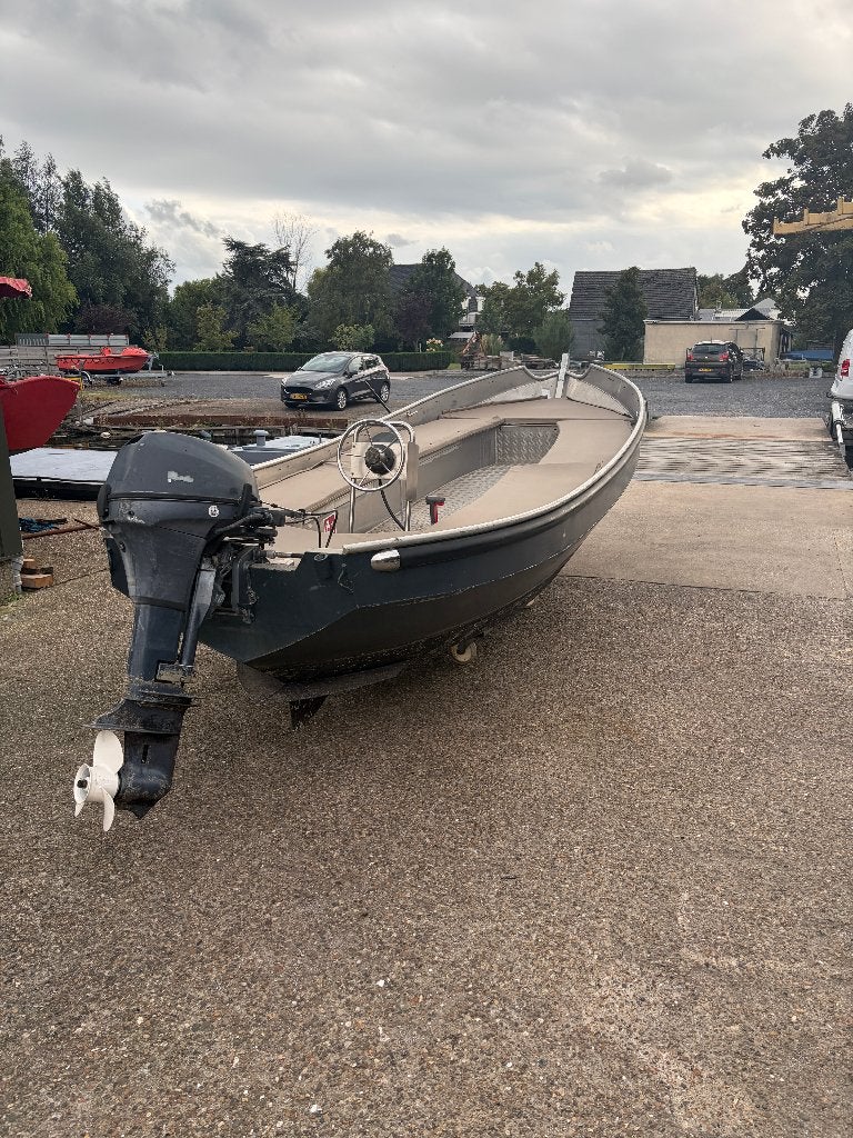 aluminium zelflozende vlet met Yamaha FT 8 high trust, Watersport en Boten, Gebruikt, 1.95 meter, 2 m, Vlet