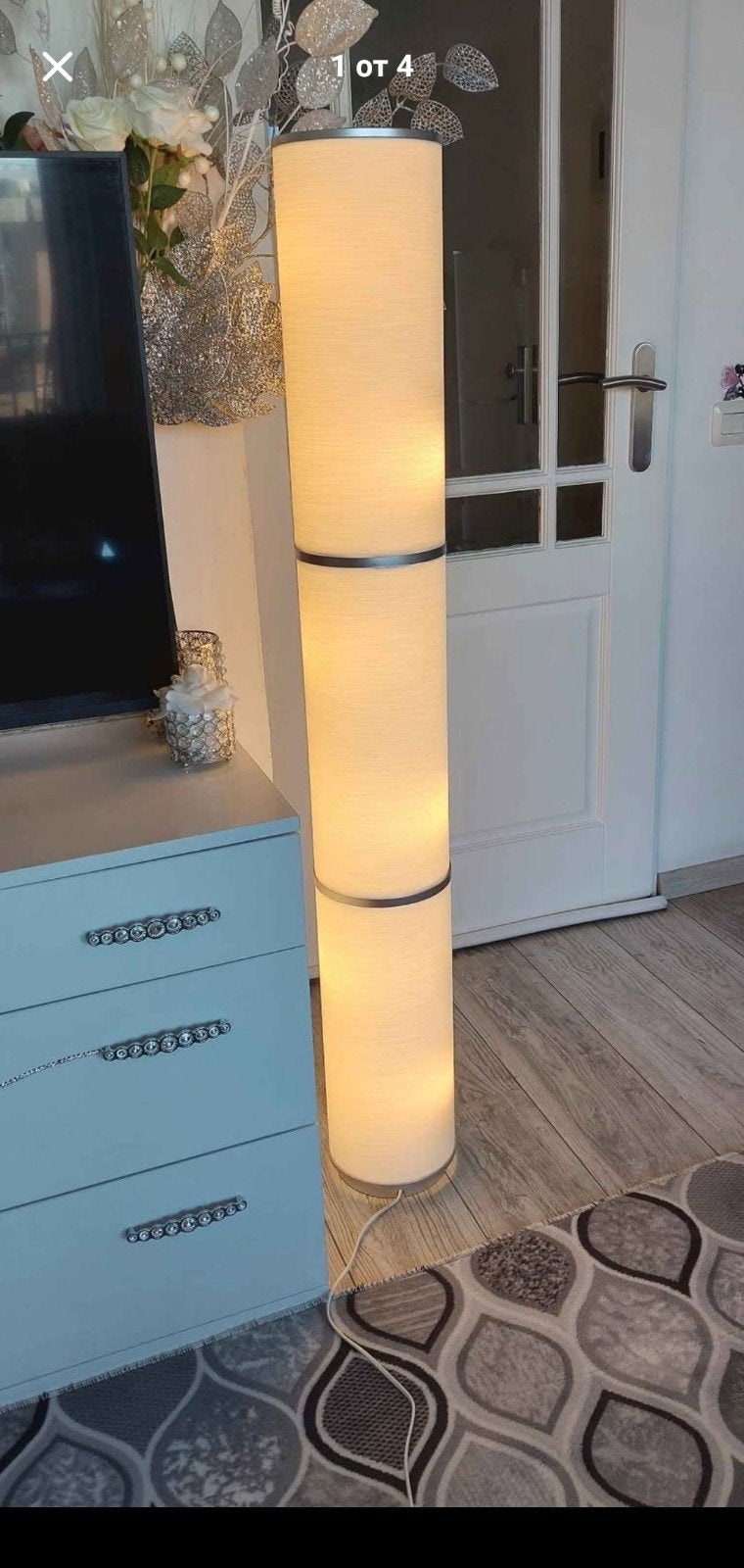 2 Moderne witte vloerlamp - staande lamp, Huis en Inrichting, Metaal, Zo goed als nieuw, Modern, 150 tot 200 cm