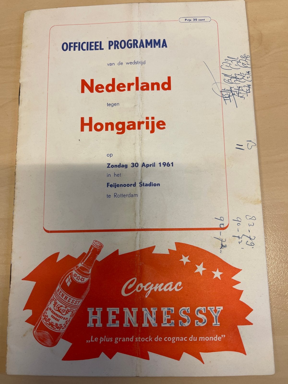 Nederlands Elftal ;  Programma Nederland - Hongarije 1961, Ophalen of Verzenden, Gebruikt, Overige binnenlandse clubs, Boek of Tijdschrift