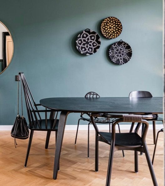 5x Scandinavisch Japandi design eettafelstoelen zwart, Huis en Inrichting, Stoelen, Ophalen, Hout, Zwart, Zo goed als nieuw