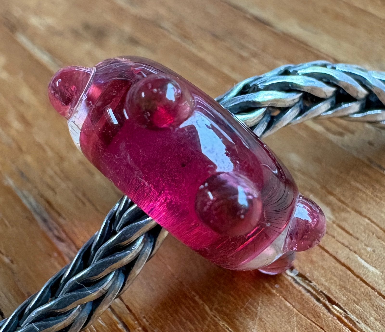 Trollbeads Retired Roze Knop NIEUW, Sieraden, Tassen en Uiterlijk, Bedels, Verzenden, Nieuw, Glas of Kristal, Trollbeads