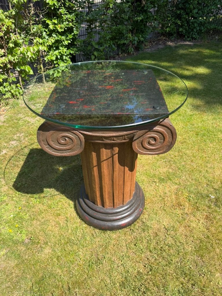 Griekse pilaar als bijzettafel afkomstig uit Thailand!, Ophalen, Rond, 55 tot 75 cm, Zo goed als nieuw