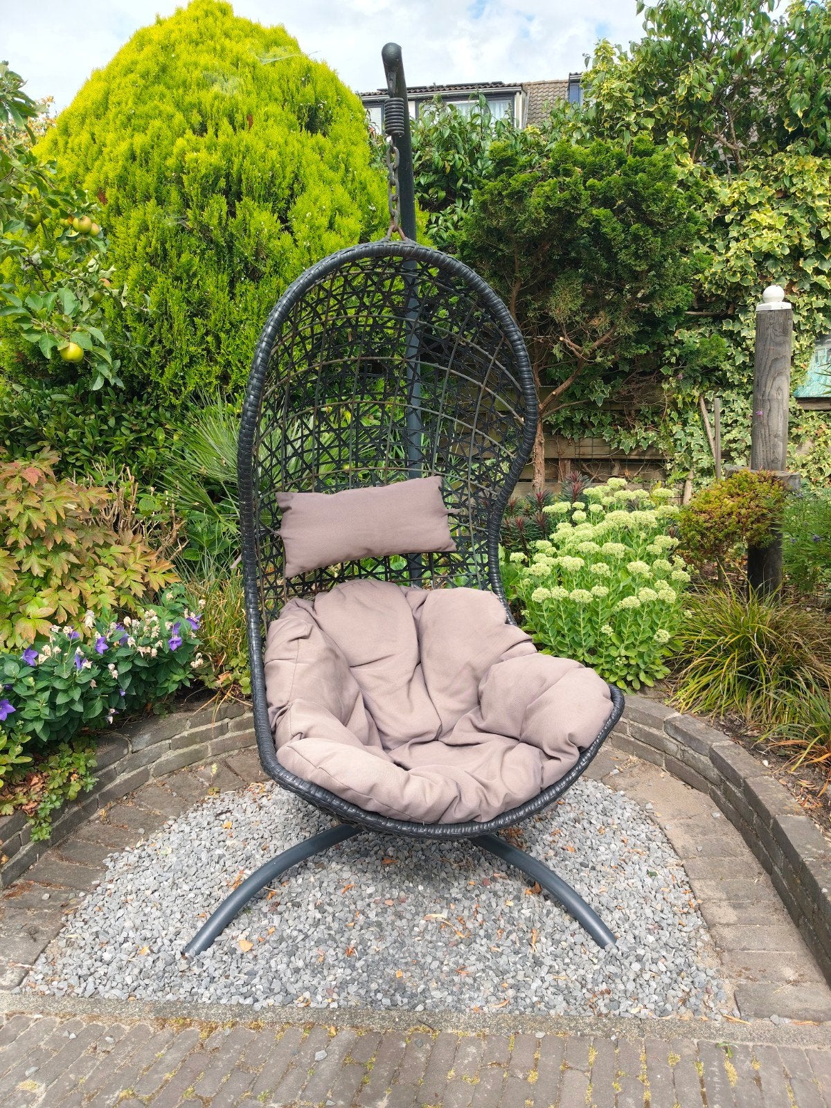 Hangstoel met kussen., Tuin en Terras, Ophalen, Gebruikt, Metaal