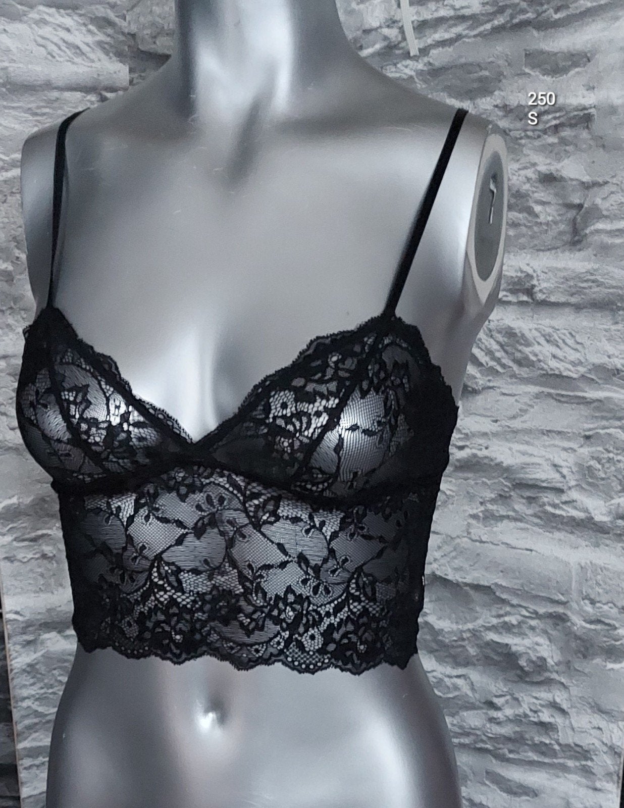 Sexy Zwarte kanten crop top - Maat S, Ophalen of Verzenden, Zwart, BH