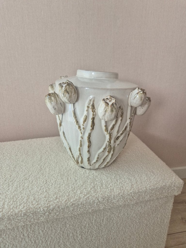 Vaas met Tulpen, Huis en Inrichting, Woonaccessoires | Vazen, 28 cm, Wit, Nieuw, Ophalen of Verzenden