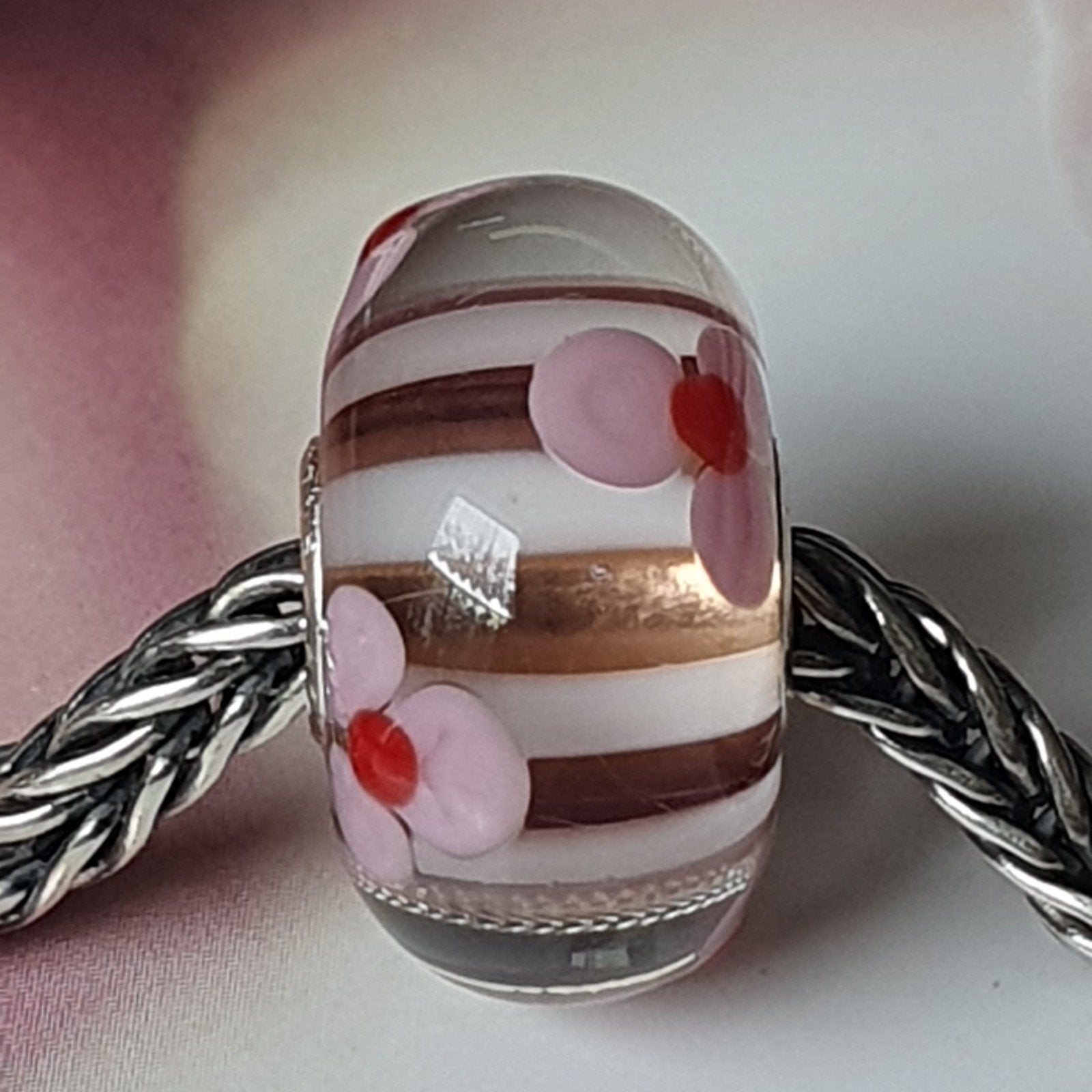 leuk bloem uniekie Van Trollbeads, Glas of Kristal, Ophalen of Verzenden, Zo goed als nieuw, Trollbeads