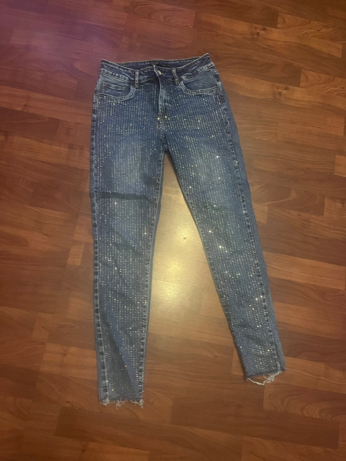 Toxik3 Jeans met Strass Steentjes - Maat M/38, Ophalen of Verzenden, Zo goed als nieuw, Blauw, W30 - W32 (confectie 38/40)