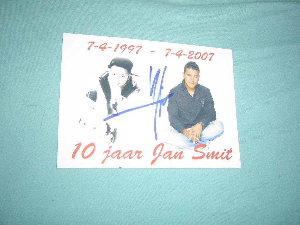 kaart van 10 jaar jan smit met handtekening, Ophalen of Verzenden, Foto of Kaart