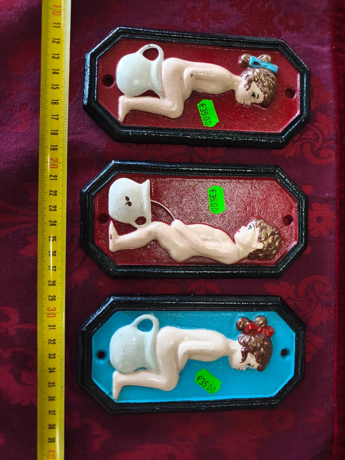 Vintage Gietijzeren Toilet Bordjes – Plaskindjes (Per Stuk), Antiek en Kunst, Ophalen of Verzenden