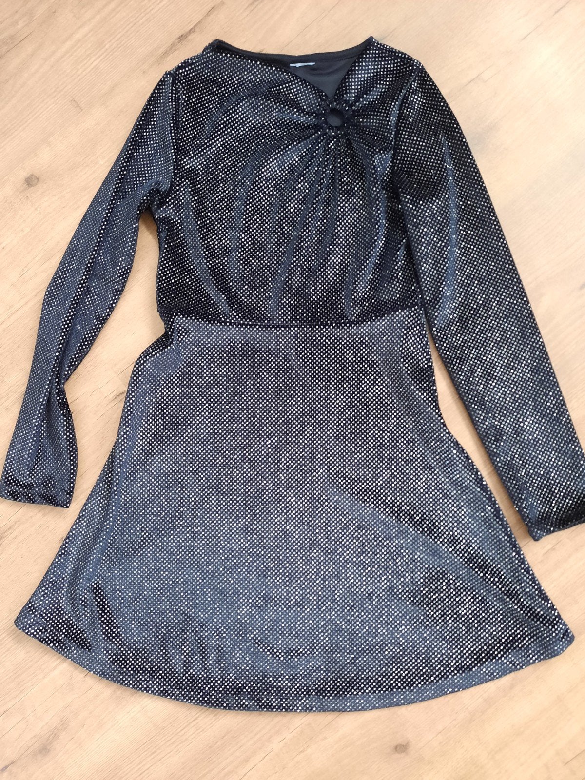 Zwart glitterjurkje maat 122, Kinderen en Baby's, Kinderkleding | Maat 122, Ophalen of Verzenden, Zo goed als nieuw