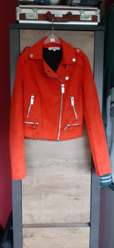 Dames jas - maat 36 - zoete leer - oranje, Kleding | Dames, Oranje, Zo goed als nieuw, Maat 36 (S), Morgan