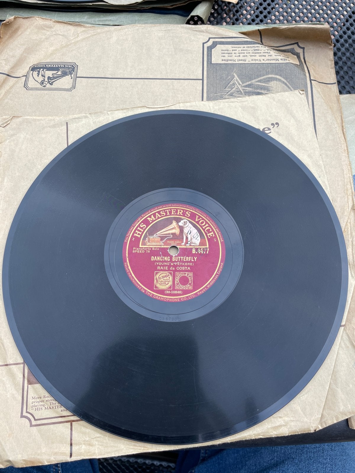 His Master's Voice 78 toeren plaat - Dancing Butterfly, Ophalen of Verzenden, Gebruikt, 10 inch