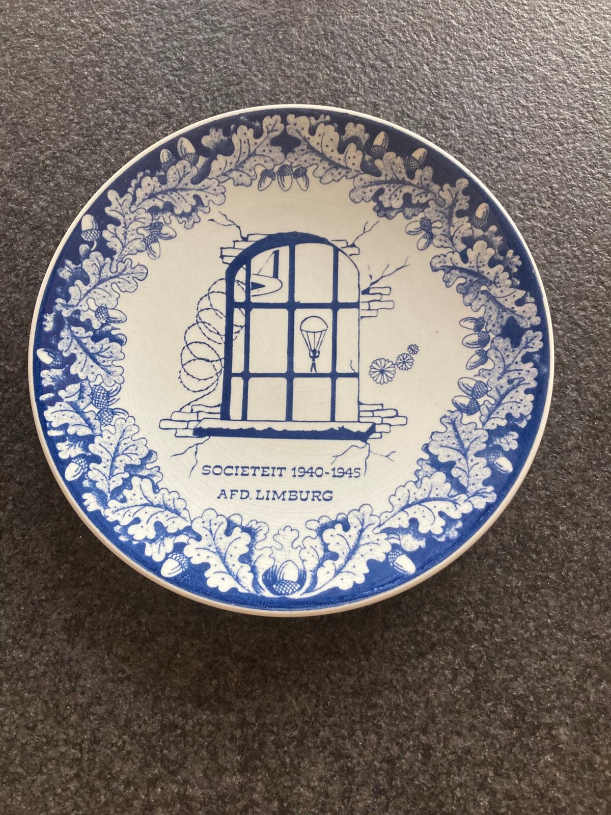 Wandbord Delfts Blauw Societeit 1940-1945, Ophalen of Verzenden