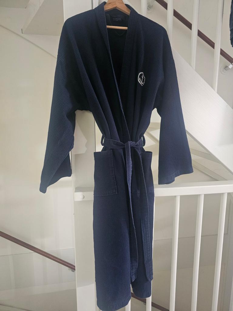 Vintage Vroom & Dreesman badjas XL, Kleding | Heren, Badmode en Zwemkleding, Maat 56/58 (XL), Blauw, Ophalen of Verzenden