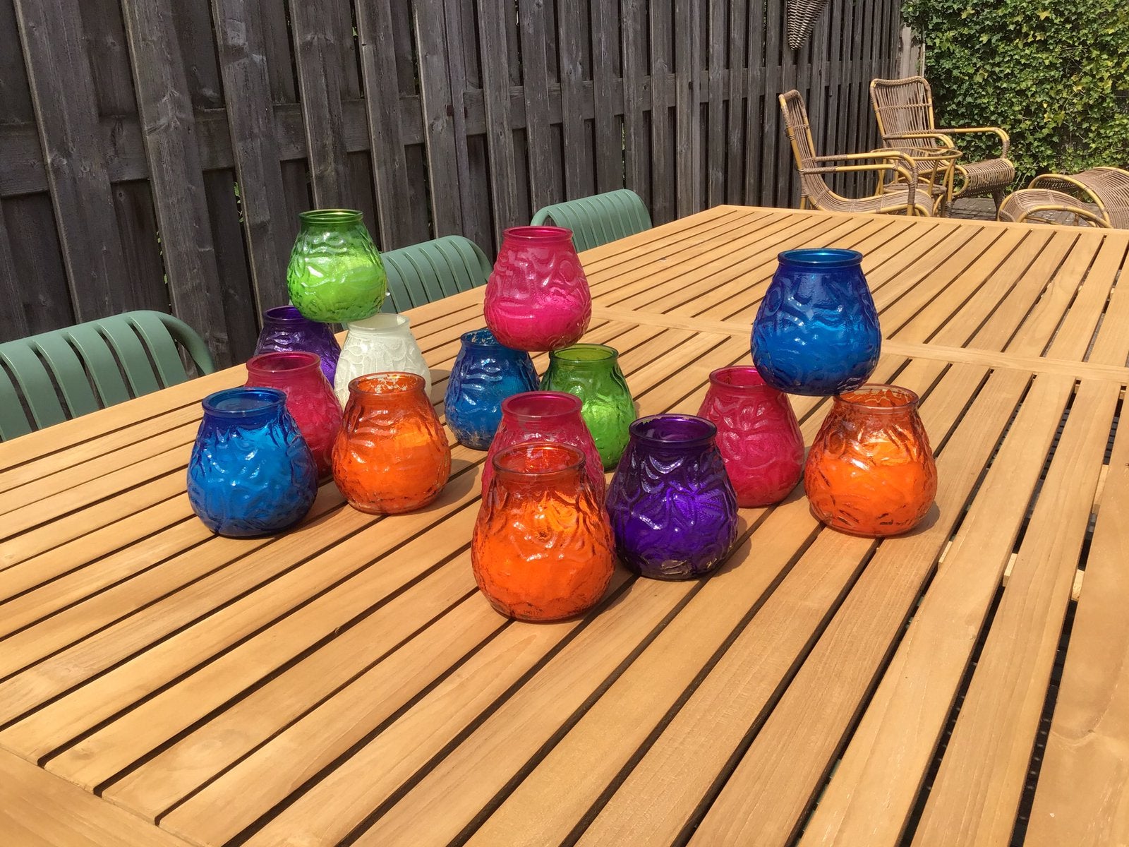 Windlichten kaars in glas tuinkaars party tuin wk terras 15x, Overige materialen, Ophalen of Verzenden, Zo goed als nieuw, Kaars