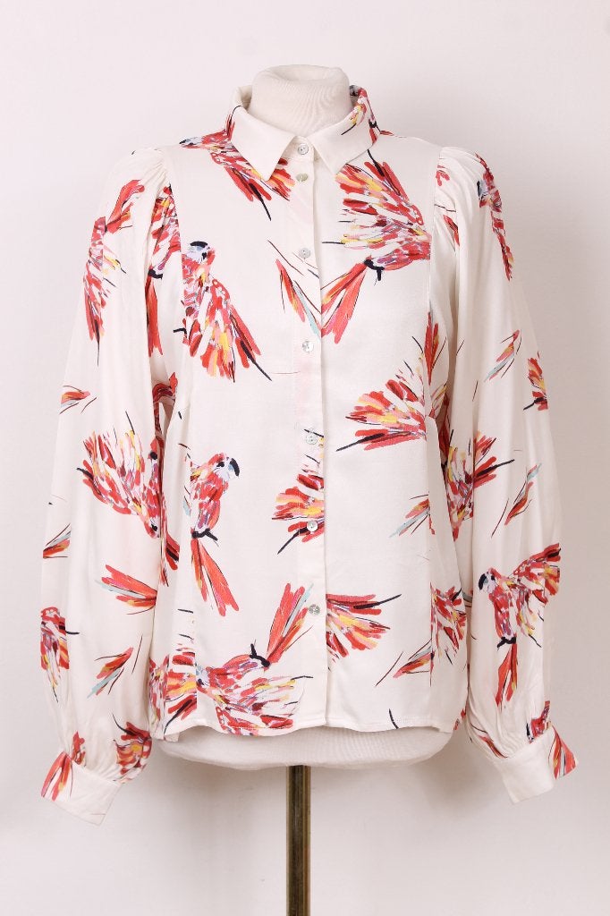 Blouse met papegaaien van POM, Meerkleurig, Ophalen of Verzenden, Zo goed als nieuw, Maat 36 (S)