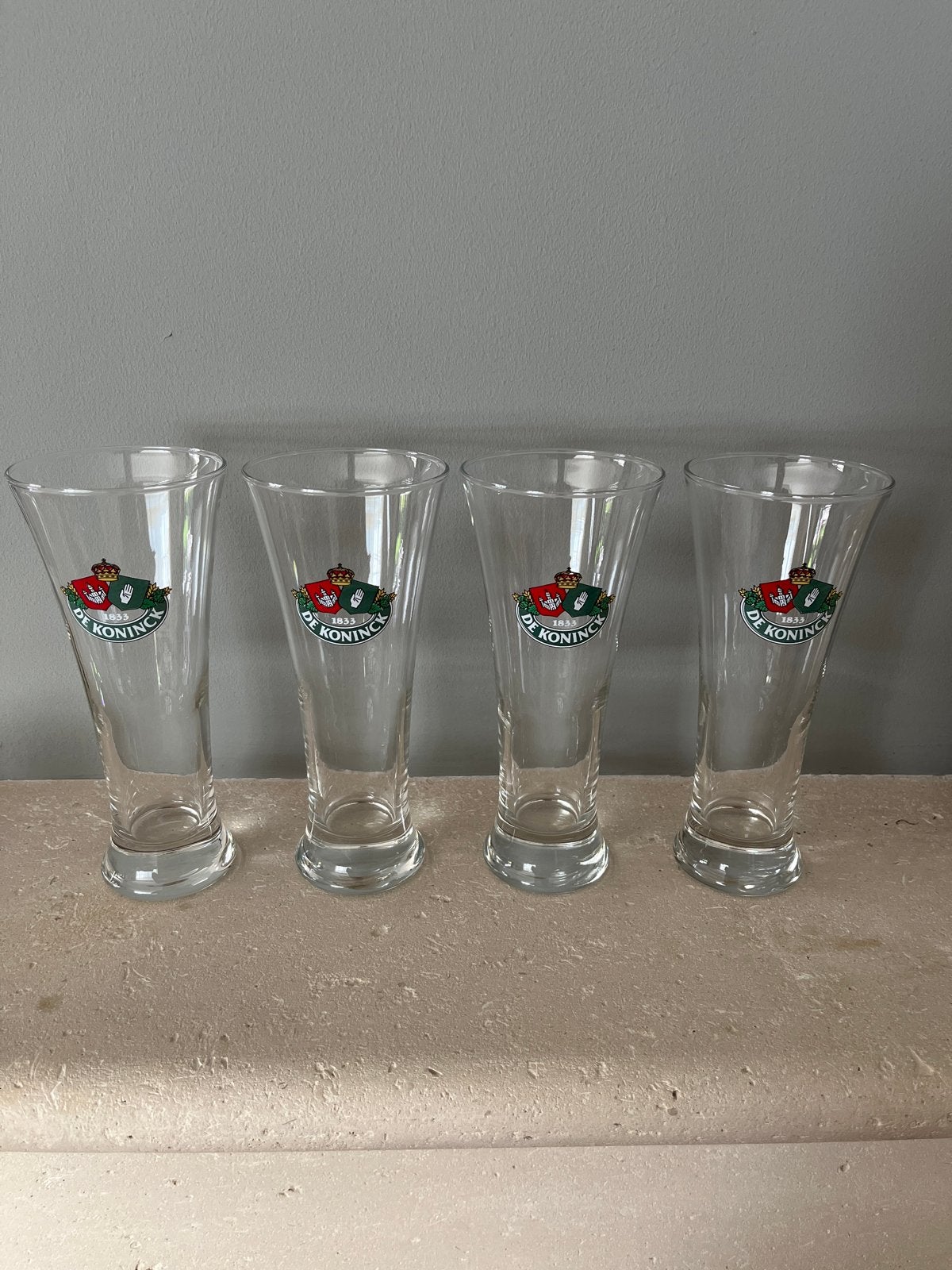4 De Koninck bierglazen - Zo goed als nieuw, Ophalen, Zo goed als nieuw, Meerkleurig, Overige merken