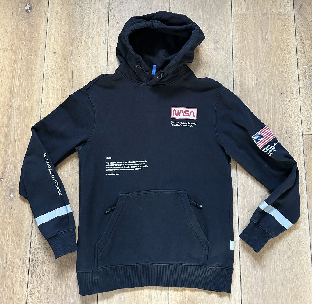H&M Divided zwarte hoodie / sweater NASA maat S, Kleding | Heren, Zwart, Ophalen of Verzenden, Zo goed als nieuw, H&M