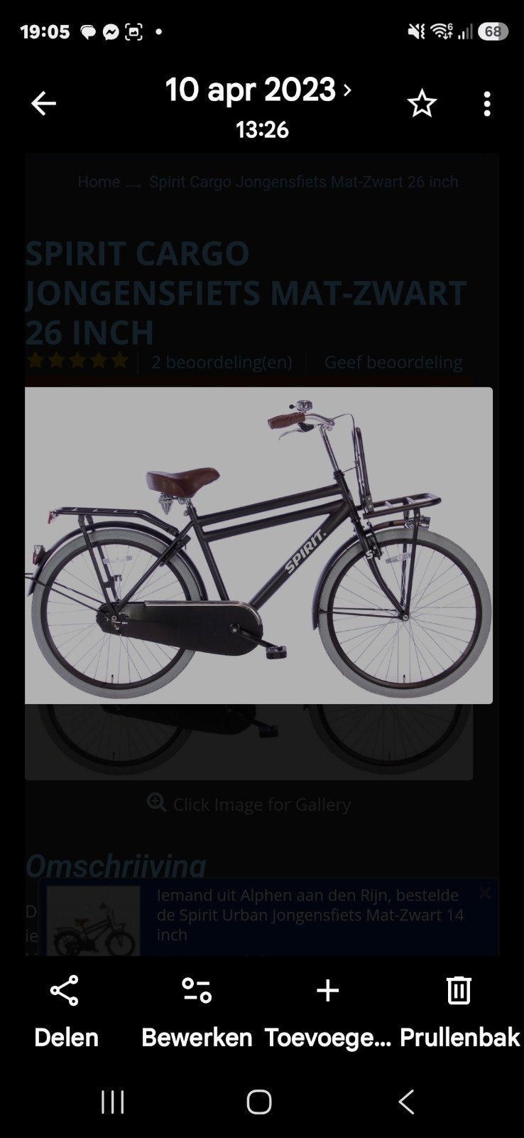 26 inch Jongensfiets Mat-Zwart - Zeer Nette Sta, Ophalen, Zo goed als nieuw, Overige merken