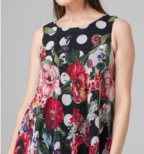 Joseph Ribkoff chique fleurige/zwarte zomerjurk mt 38/M, Kleding | Dames, Jurken, Maat 38/40 (M), Overige kleuren, Verzenden, .