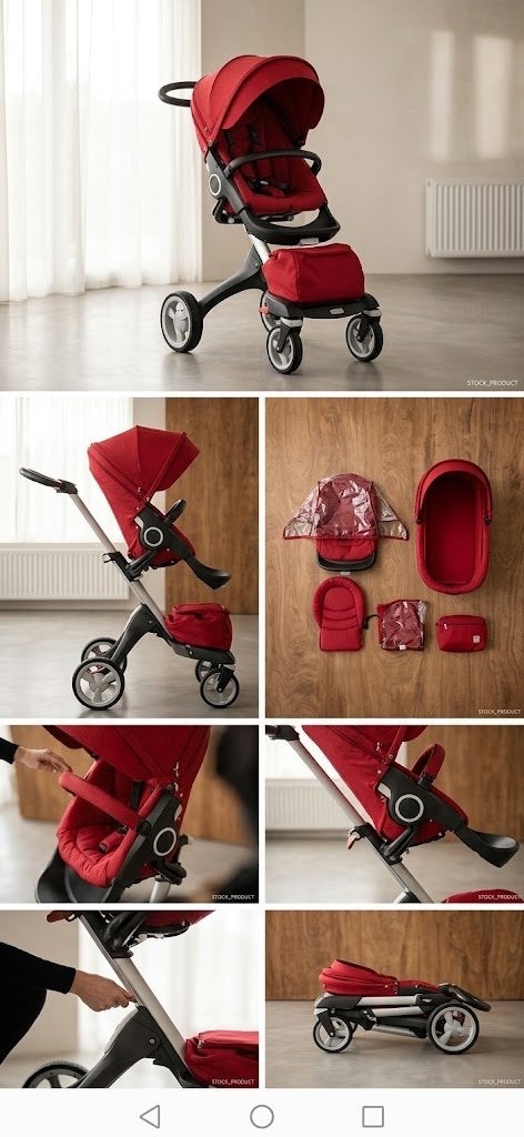 Stokke Xplory kinderwagen met reiswieg - Rood, Overige merken, Gebruikt, Ophalen of Verzenden, Combiwagen