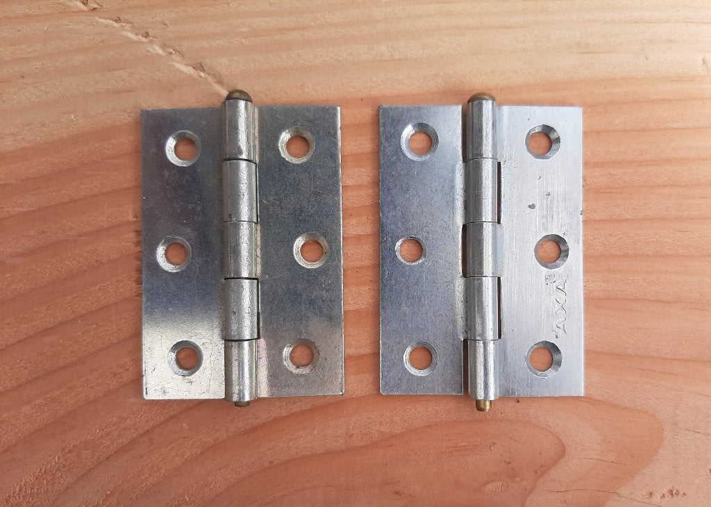2 Stuks Scharnieren 63 x 45 mm verzinkt rechte hoeken, Ophalen, Zo goed als nieuw, IJzer, Scharnier