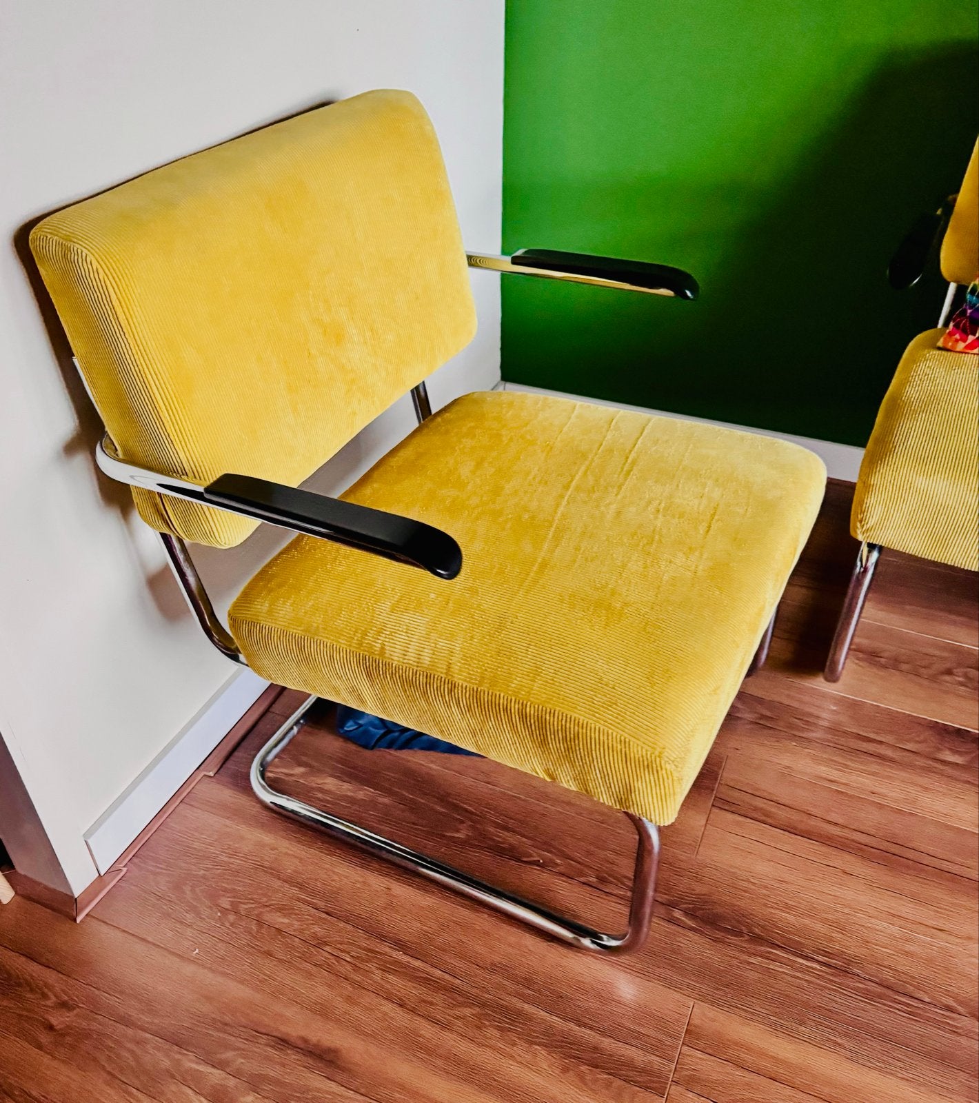2 Gele design buisframe stoelen, Ophalen, Gebruikt, Twee, Overige kleuren