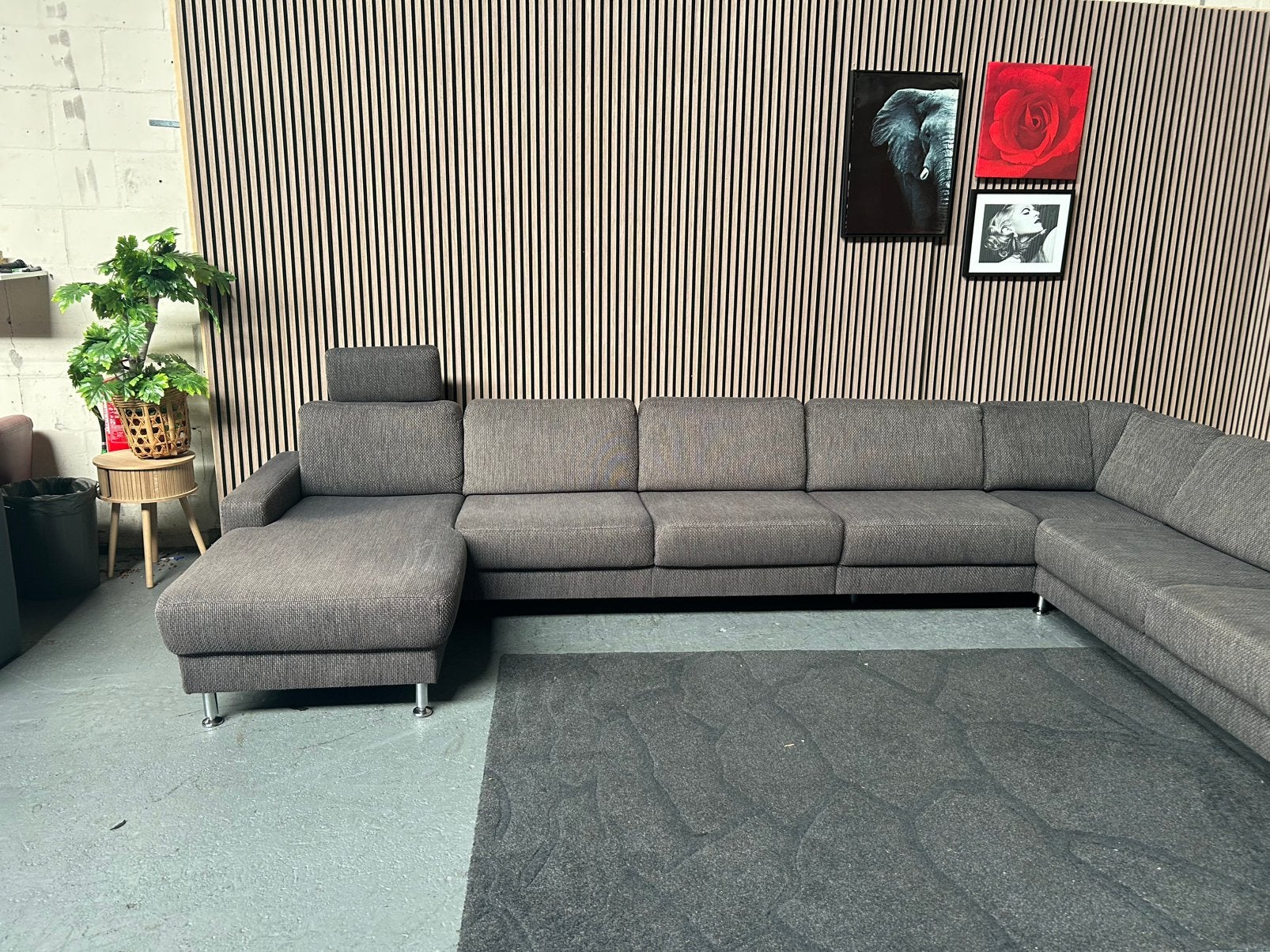 GRATIS LEVERING U-Bank Grijs Stof 404X250X160 GEREINIGD, 300 cm of meer, Ophalen of Verzenden, Zo goed als nieuw, Vierpersoons of meer