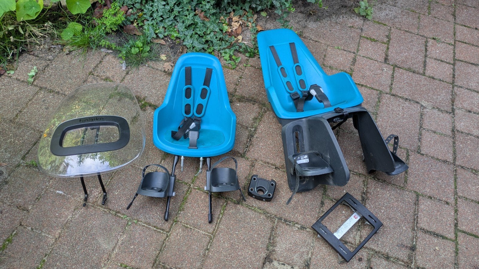 Bobike fietsvoorzitje + achterzitje, Fietsen en Brommers, Fietsaccessoires | Fietsstoeltjes, Ophalen, Gebruikt, Voorzitje, Bobike