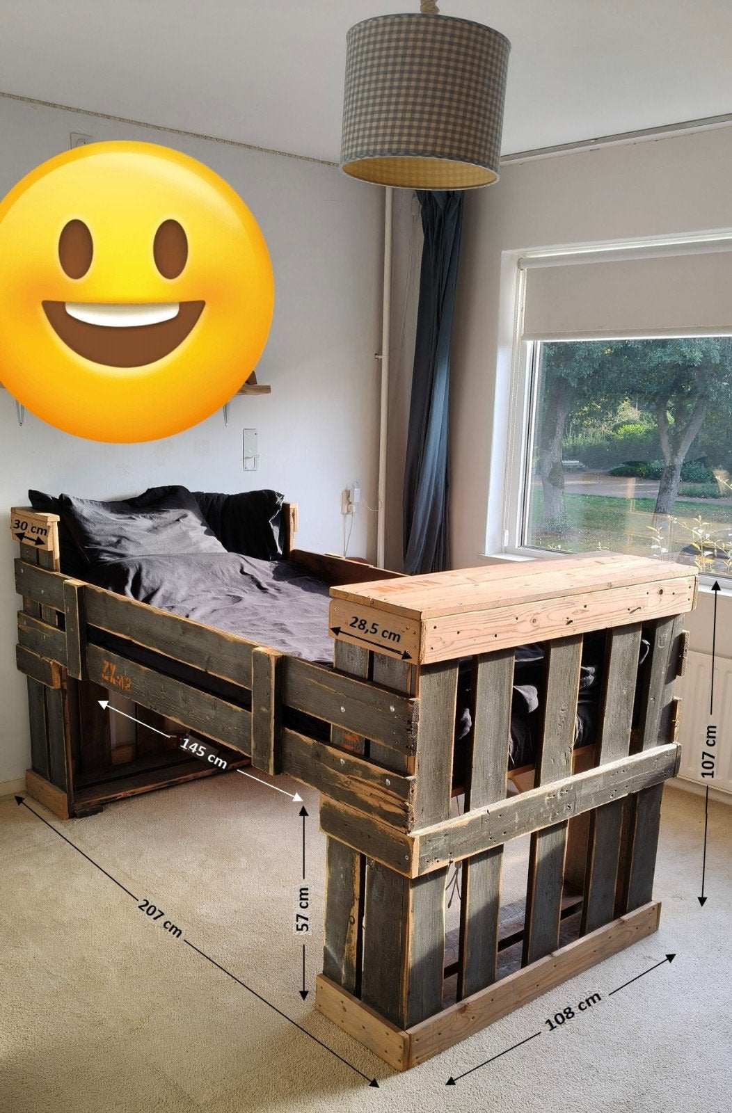 Steigerhouten half hoogslaper met trappetje, Ophalen, Gebruikt, Hoogslaper