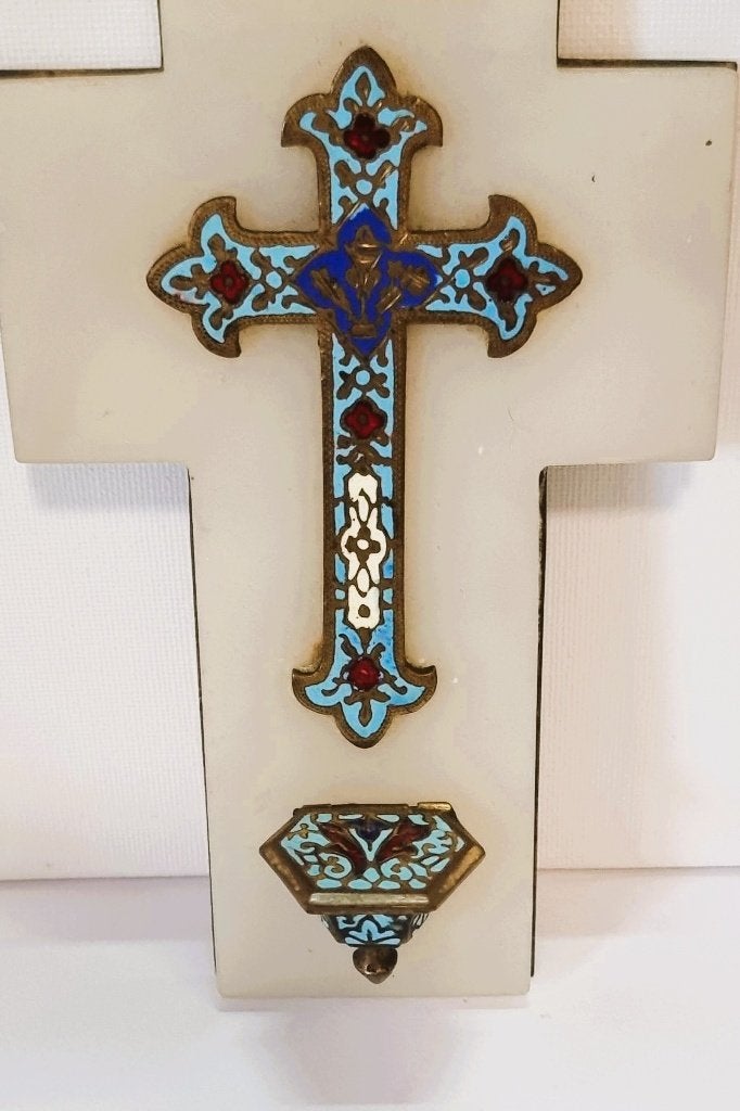 Wijwatervat in email cloisonne met onyx., Verzamelen, Ophalen of Verzenden, Zo goed als nieuw, Overige typen