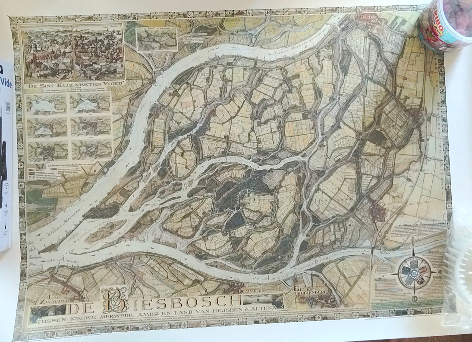 Oude Originele Plattegrond Biesbosch, F.W. Michels, Landkaart, 1800 tot 2000, Nederland