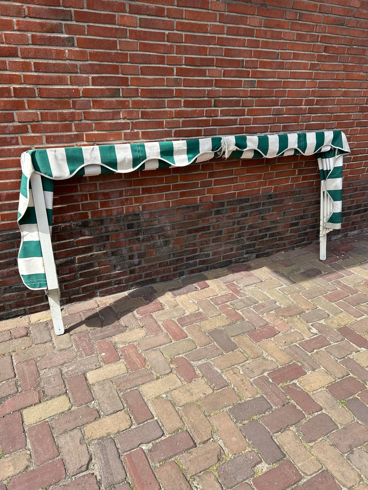 Gebruikt markies zonnescherm groen/wit gestreept, Gebruikt, Ophalen of Verzenden, 150 tot 300 cm, Markies