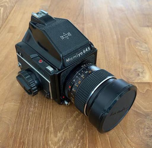 Mamiya 645 Medium Formaat Camera met 2 lenzen, Ophalen, Gebruikt, Spiegelreflex, Overige Merken