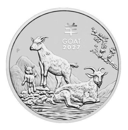 2027 Australia 1 oz Silver Lunar Goat BU (Series III), Ophalen of Verzenden, Zilver