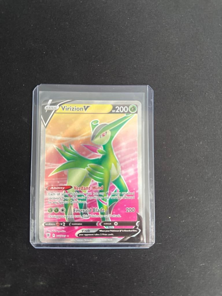 Virizion V Pokémon Kaart - Basic 200 HP, Ophalen of Verzenden, Zo goed als nieuw, Losse kaart
