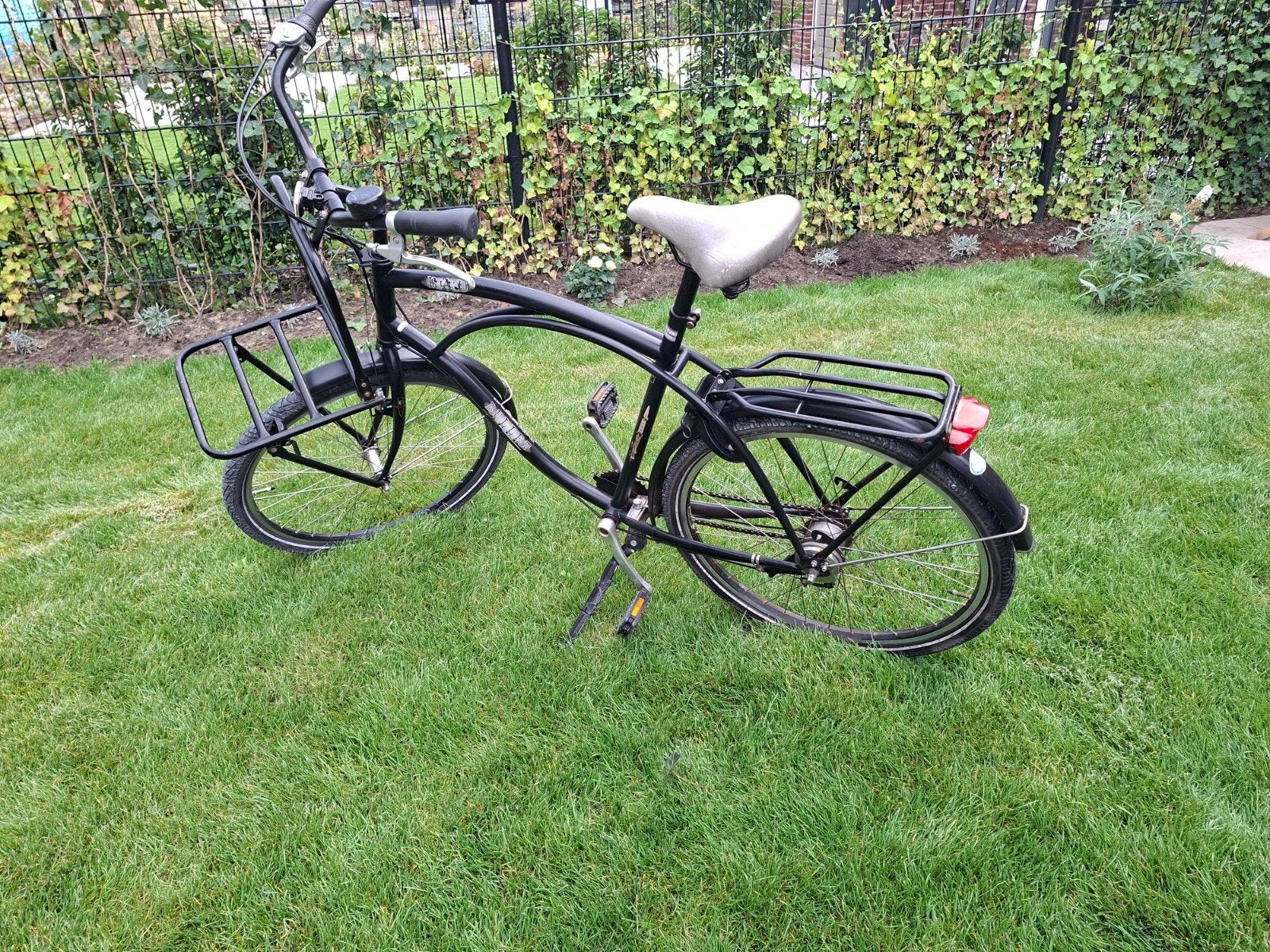 Stoere Zwarte Transportfiets / Cruiser – Met Voordrager, 51 tot 55 cm, Ophalen of Verzenden, Gebruikt, Staal