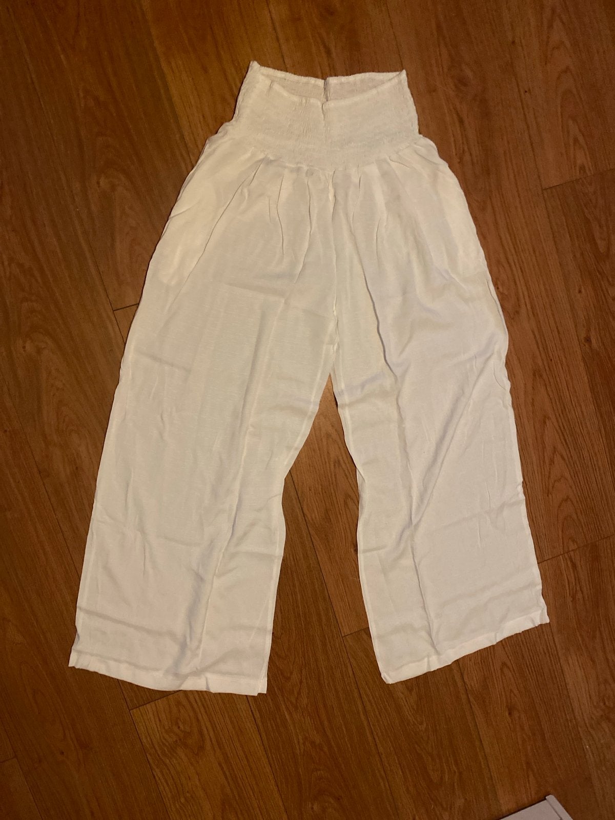 Witte palazzo broek met hoge taille - XL, Wit, Maat 46/48 (XL) of groter, Ophalen of Verzenden, Lang