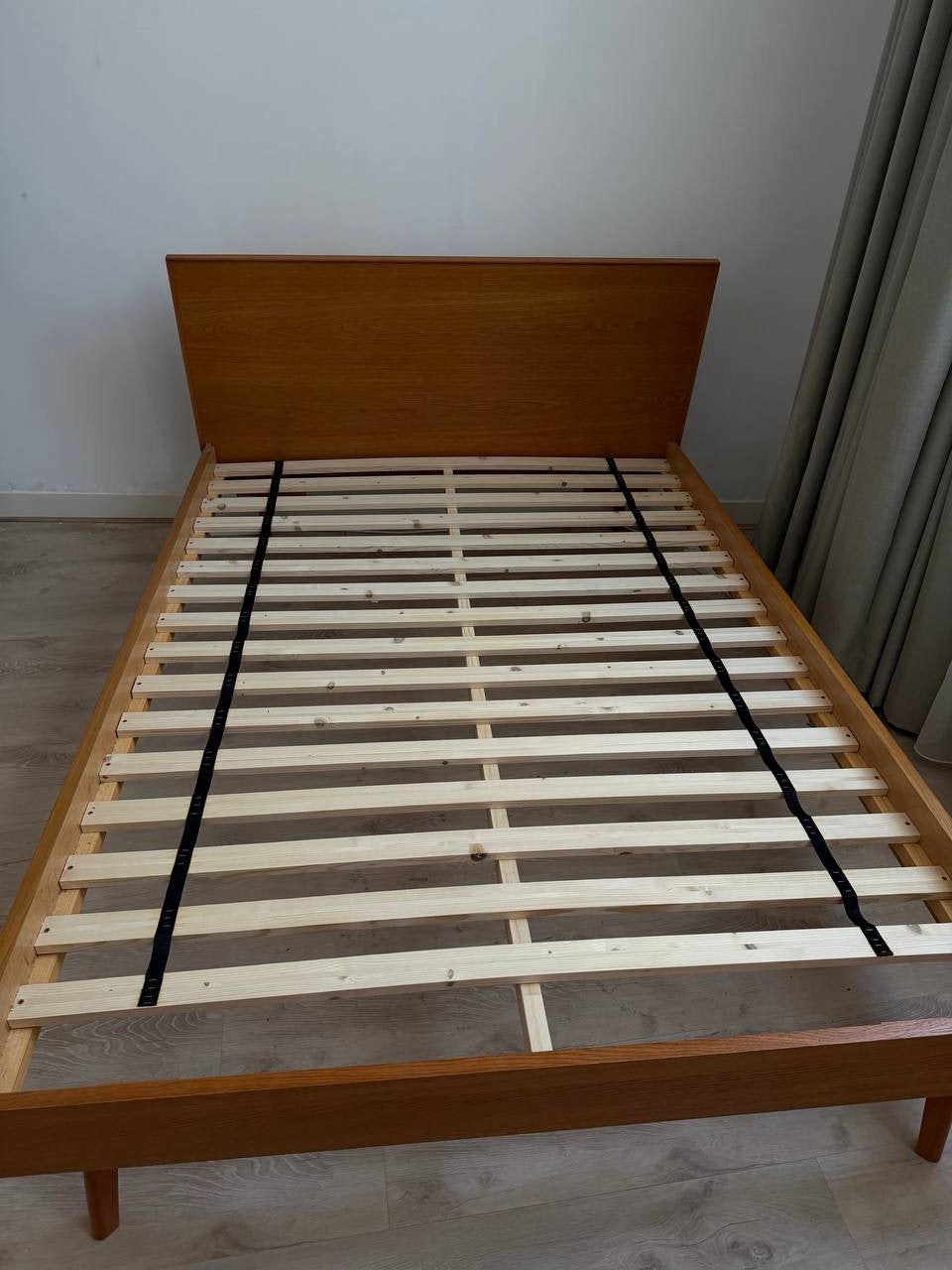 Portobello - Vintage houten bed 140x200 met lattenbodem, Bruin, Tweepersoons, Zo goed als nieuw, Hout