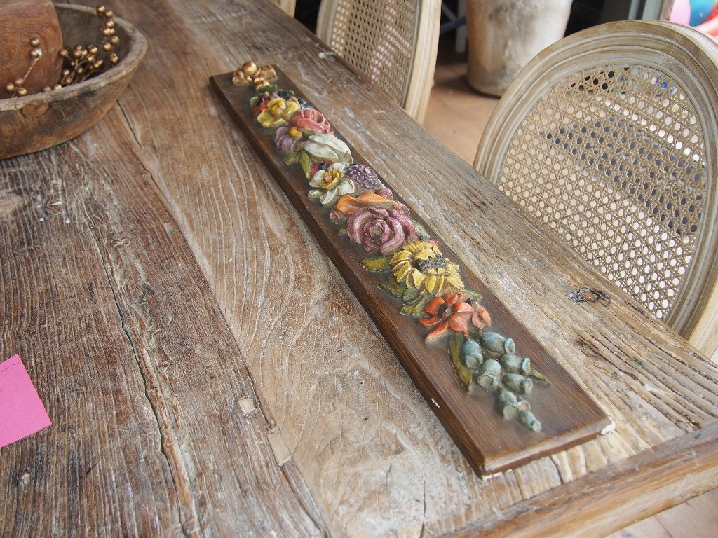 Brocante Gipsen Bloemen Ornament Wanddecoratie, Ophalen