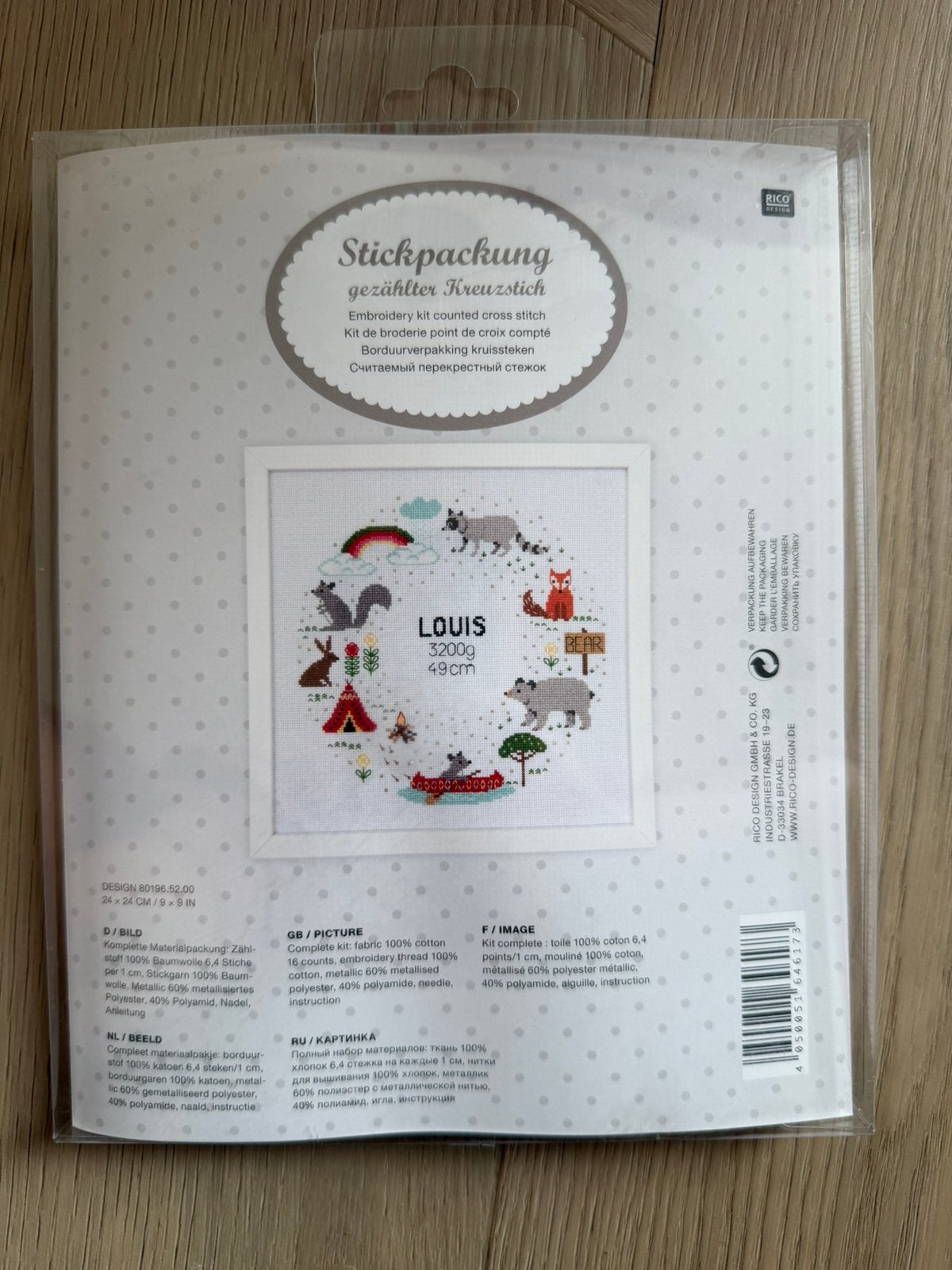 Borduurpakket 'Louis' - Geboorte/Baby thema, Ophalen of Verzenden, Nieuw, Handborduren, Borduurpakket