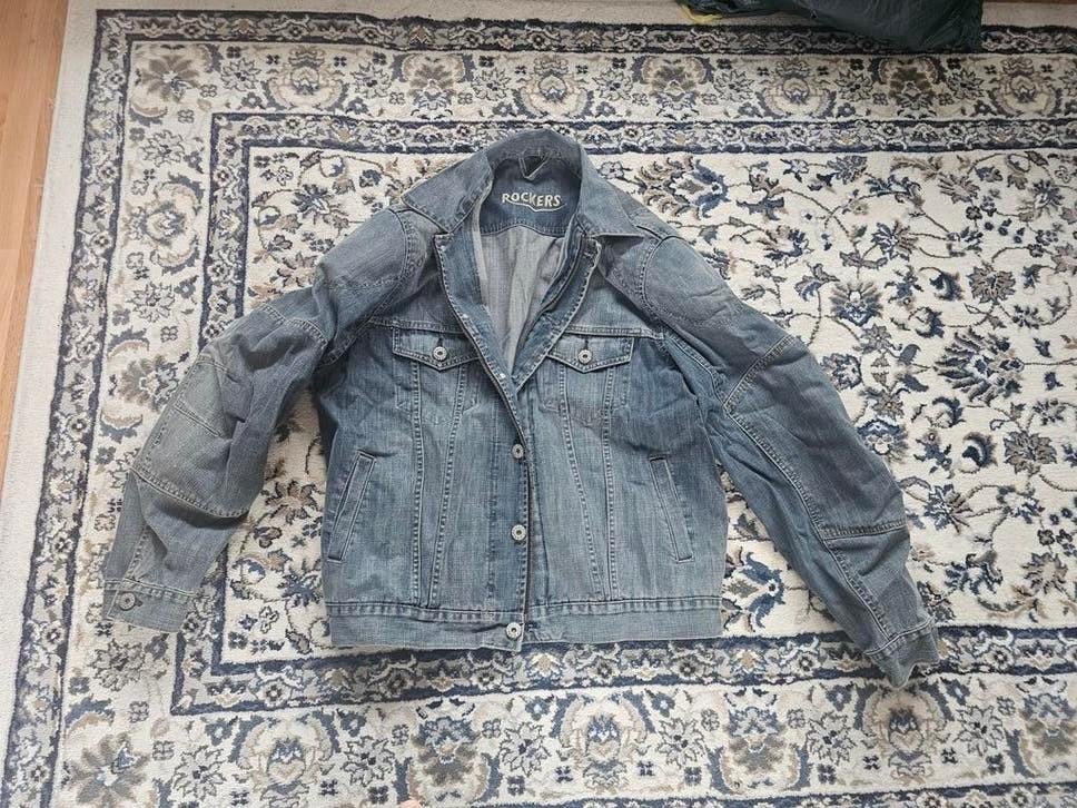 Rockers motorjas denim met bescherming in de mouwen, Ophalen