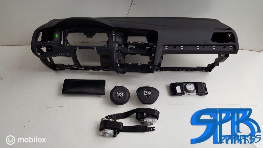 VW Golf 7 Airbagset Enkel Dubbel Gordel Airbag Set DASHBOARD, Gebruikt, VOLKSWAGEN, Volkswagen, Ophalen of Verzenden