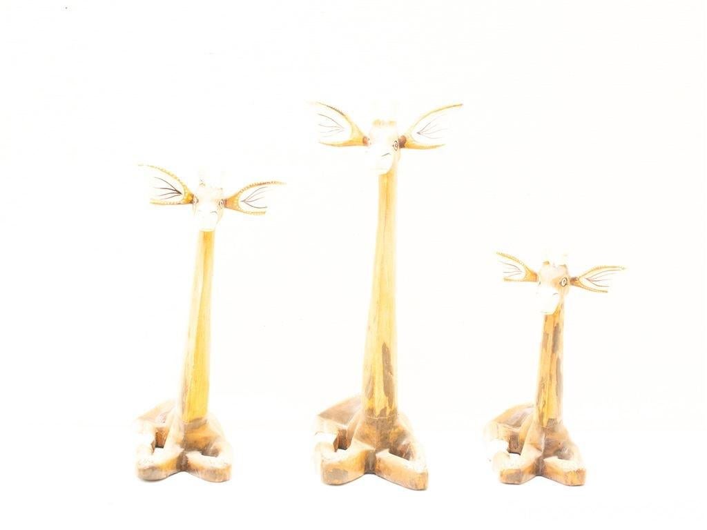 3 delig houten giraffen 35128