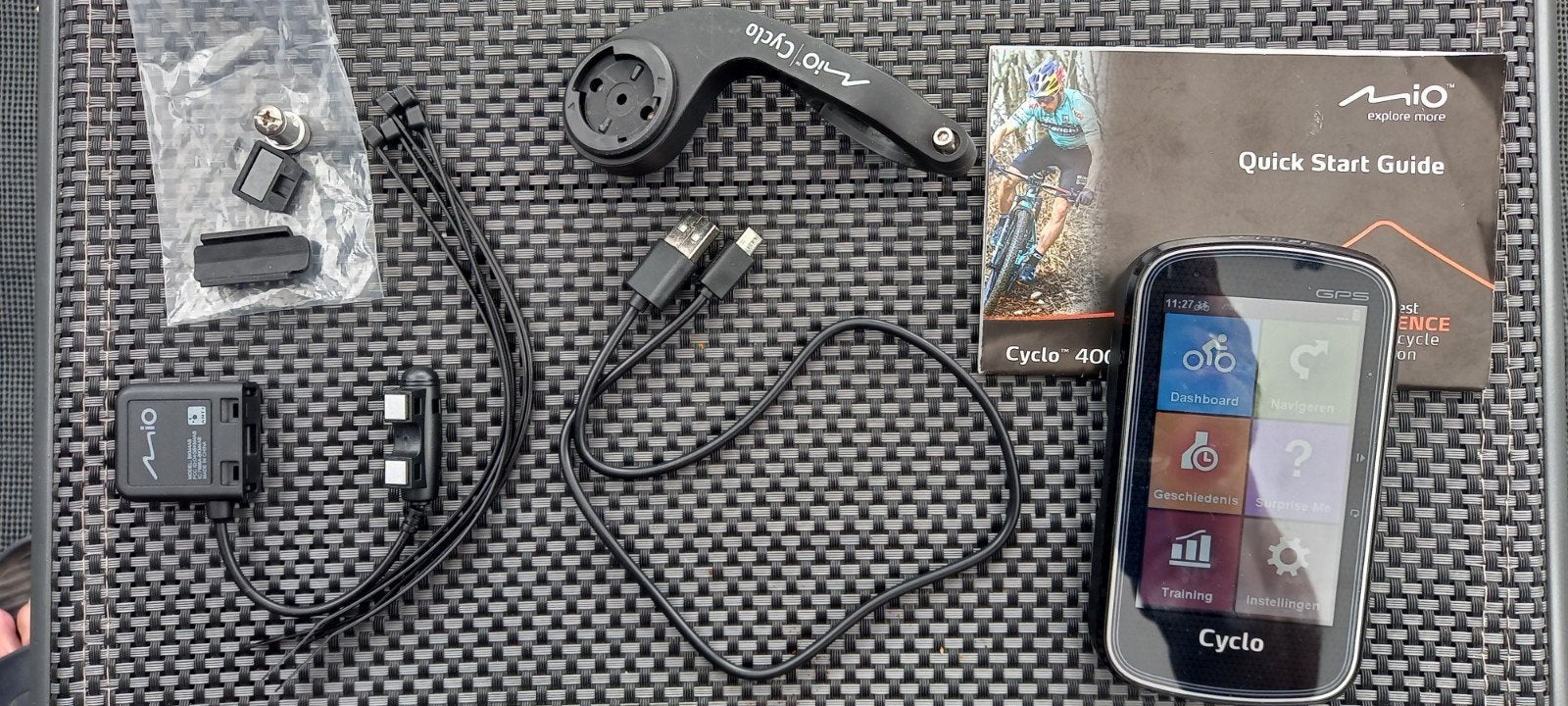 Mio Cyclo 405 fietsnavigatie + snelheid en cadanssensor, Fietsen en Brommers, Fietsaccessoires | Fietscomputers, Ophalen of Verzenden
