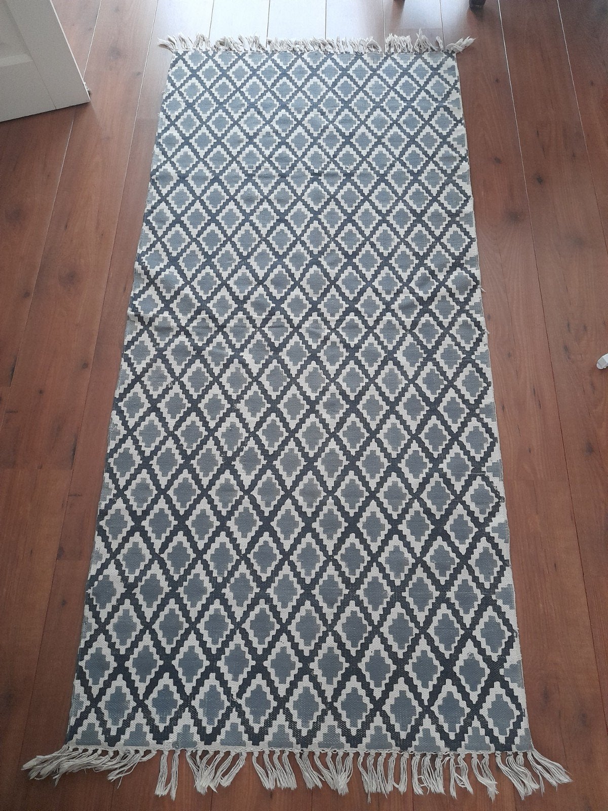 vloerkleed 195x90 cm blauw grijs, Huis en Inrichting, Ophalen, Grijs, 50 tot 100 cm, 150 tot 200 cm